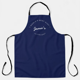 Beste Chef ter Wereld Modern Navy blauw Gepersonal Schort