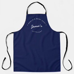 Beste Chef ter Wereld Modern Navy blauw Gepersonal Schort