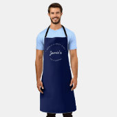 Beste Chef ter Wereld Modern Navy blauw Gepersonal Schort (Gedragen)