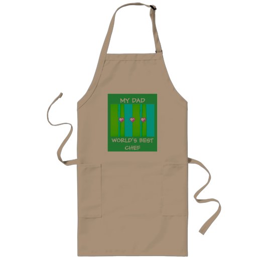 Beste Chef van mijn vader, beige Apron. Lang Schort (Voorkant)