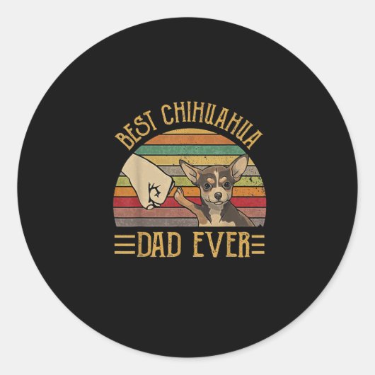 beste chihuahua dad ooit zonsondergang ronde sticker (Voorkant)