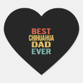 Beste Chihuahua Papa| Ever Funny Retro Hart Sticker (Voorkant)