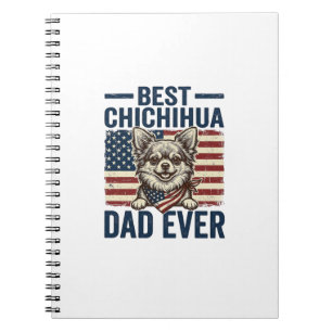 Beste Chihuahua Vader Ooit Patriottisch Hond Shirt Notitieboek