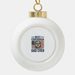 Beste Chihuahua-vader ooit Patriottisch ontwerp vo Keramische Bal Ornament