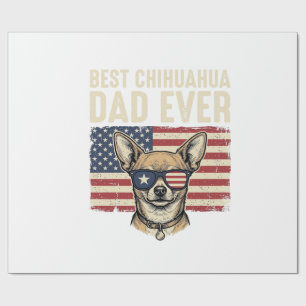 Beste Chihuahua-vader ooit Retro patriottische hon Cadeaupapier