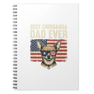 Beste Chihuahua-vader ooit Retro patriottische hon Notitieboek