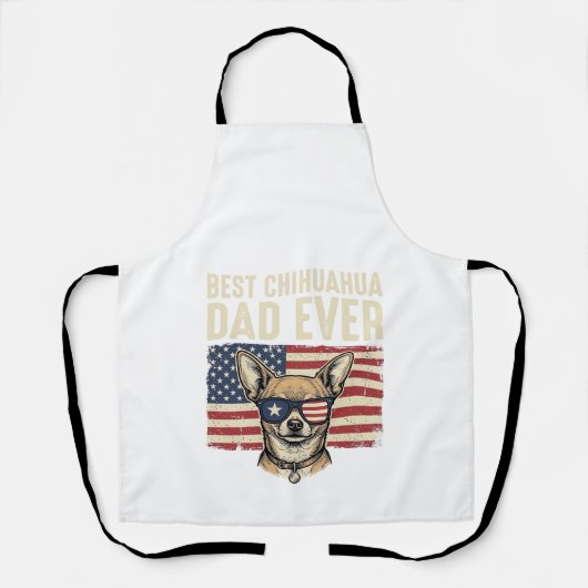 Beste Chihuahua-vader ooit Retro patriottische hon Schort (Voorkant)