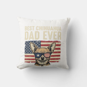 Beste Chihuahua-vader ooit vintage patriottische h Kussen
