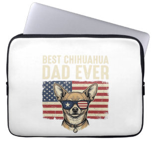 Beste Chihuahua-vader ooit vintage patriottische h Laptop Sleeve