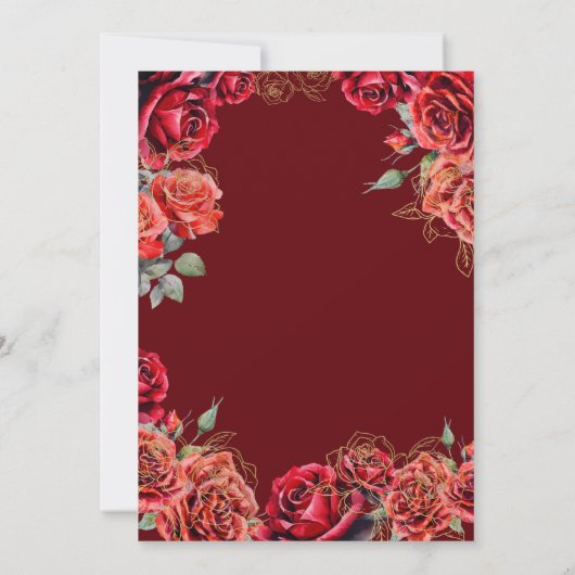 Beste chique Quinceanera - Red Rose Gold Kaart (Achterkant)