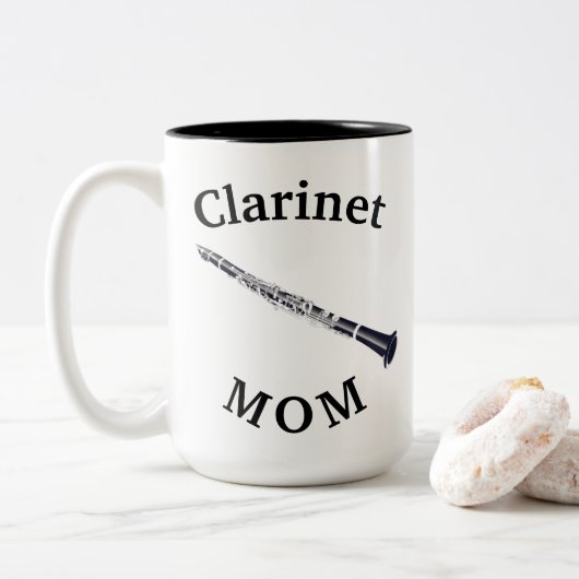 Beste "Clarinet MOM" ooit! Moederdag Tweekleurige Koffiemok (Met donut)