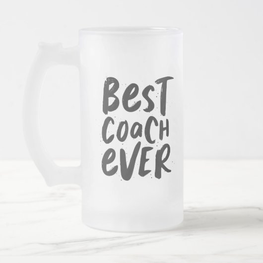 Beste coach altijd leuk, gepersonaliseerd cadeaugl matglas bierpul (Links)