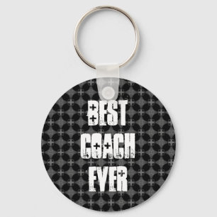 beste coach altijd modern zwart zilverpatroon sleutelhanger