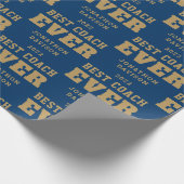 Beste coach altijd naam jaar Gold Blue Cadeaupapier (Hoek)