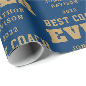 Beste coach altijd naam jaar Gold Blue Cadeaupapier (Rol Hoek)