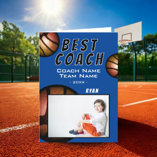Beste Coach Basketbal Metal Foto  Bedankkaart
