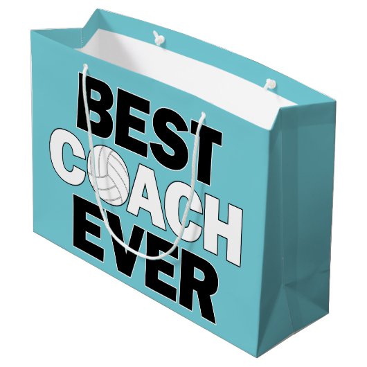 Beste coach Ever Volleyball Coach Gift Bag Groot Cadeauzakje (Achterkant Gekanteld)