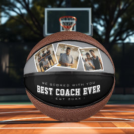 Beste Coach Ooit 3 Foto Collage Grijs & Zwart Basketbal