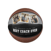 Beste Coach Ooit 3 Foto Collage Grijs & Zwart Basketbal (Voorkant)