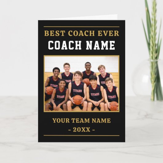 Beste Coach Ooit Basketbal Foto Bedankkaart (Voorkant)