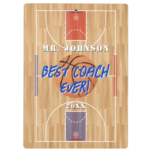 Beste coach ooit Basketball Klembord (Achterkant)