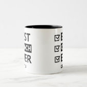 Beste coach Ooit Checklist – Custom Name Gift Tweekleurige Koffiemok (Center)