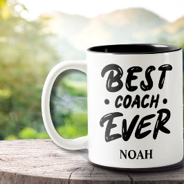Beste coach Ooit - Custom Name Gift Tweekleurige Koffiemok