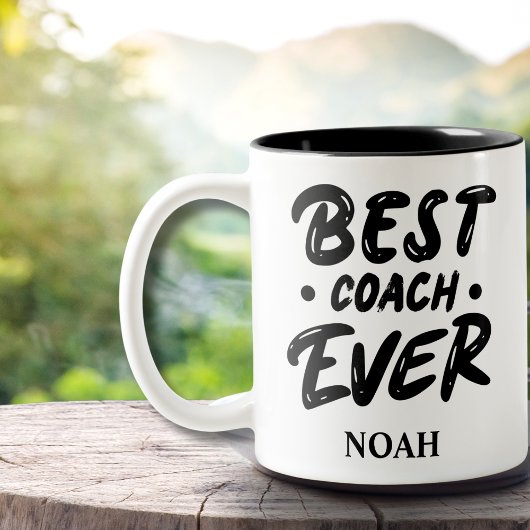 Beste coach Ooit - Custom Name Gift Tweekleurige Koffiemok