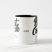 Beste coach ooit gepersonaliseerde waardering gesc tweekleurige koffiemok (Center)