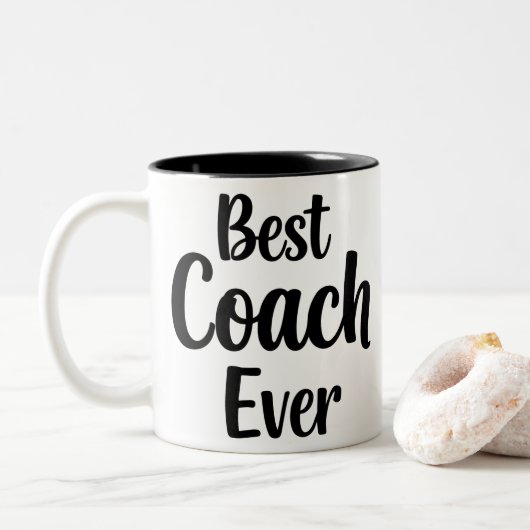 Beste coach ooit gepersonaliseerde waardering gesc tweekleurige koffiemok (Met donut)