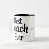 Beste coach ooit gepersonaliseerde waardering gesc tweekleurige koffiemok (Voorkant links)