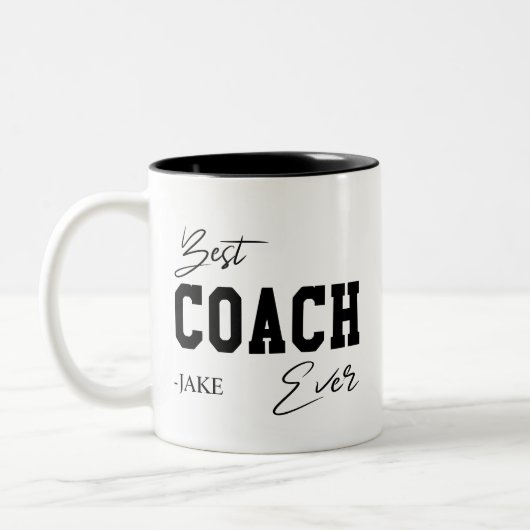 Beste coach ooit gepersonaliseerde waardering gesc tweekleurige koffiemok (Links)