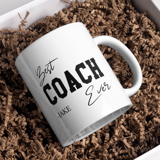 Beste coach ooit gepersonaliseerde waardering gesc tweekleurige koffiemok