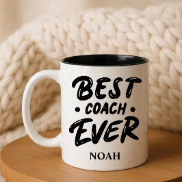 Beste Coach Ooit – Geschenk met Naam op Maat Tweekleurige Koffiemok