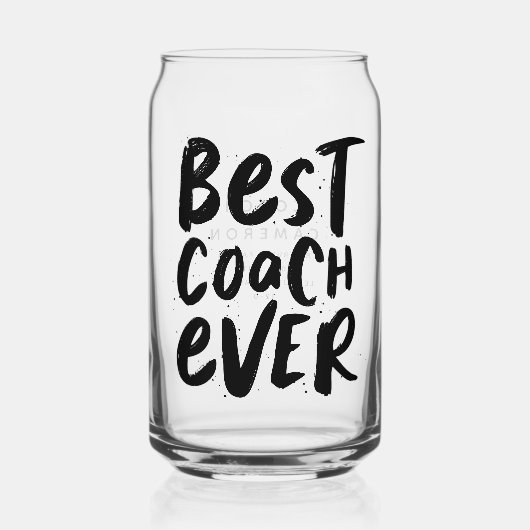 Beste coach ooit leuk zwart gepersonaliseerd sport blikvorm glas (Voorkant)
