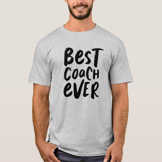 Beste coach ooit modern zwart sportteam t-shirt (Voorkant)