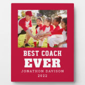 Beste coach ooit naam Jaar Team Foto rood wit Fotoplaat (Voorkant)