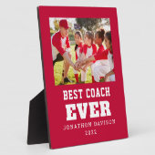 Beste coach ooit naam Jaar Team Foto rood wit Fotoplaat (Zijkant)