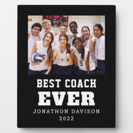 Beste coach ooit naam Jaar Team Foto zwart Fotoplaat