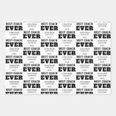 Beste coach ooit naam jaar wit zwart inpakpapier vel (Voorkant)