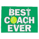 Beste coach ooit Tennis Coach Gift Bag Groot Cadeauzakje (Achterkant)