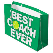 Beste coach ooit Tennis Coach Gift Bag Groot Cadeauzakje (Achterkant Gekanteld)