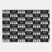 Beste coach ooit Typografie Naam Jaar White Black Inpakpapier Vel (Voorkant 2)