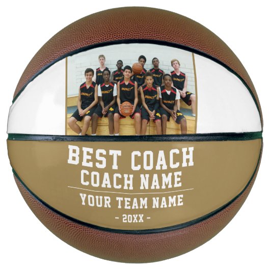 Beste Coach Team Naam Foto Bedankt Basketbal (Voorkant)