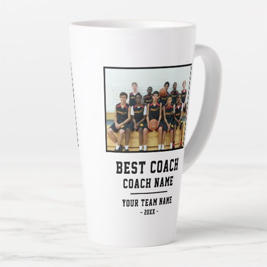 Beste coach Team Naam Foto Dank u Latte Mok (Rechterhoek)