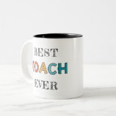 Beste coach van de aangepaste wereld | Retro Team  Tweekleurige Koffiemok (Voorkant links)