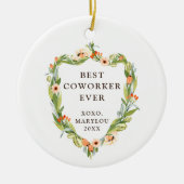 Beste collega ooit gepersonaliseerde Floral Greene Keramisch Ornament (Voorkant)