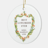 Beste collega ooit gepersonaliseerde Floral Greene Keramisch Ornament (Links)