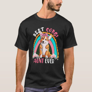 Beste Corgi Tante Ooit Schattige Regenboog Bloemen T-shirt