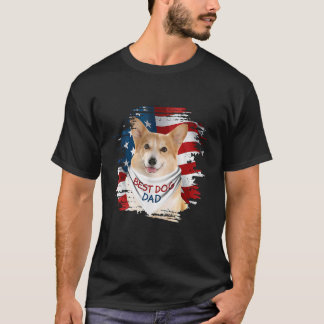 Beste Corgi-vader ooit American Flag Dog Vaderdag T-shirt